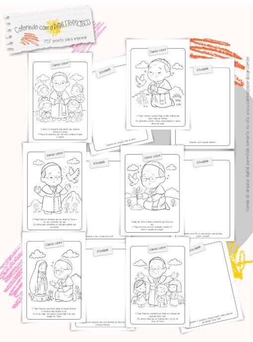 Arte pronta para imprimir: Livrinho Colorindo com o Papa Francisco - Image 2
