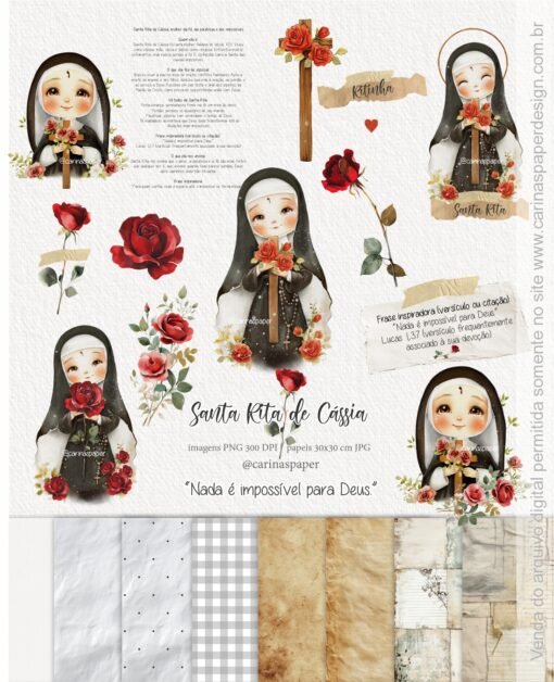 Kit Digital Ilustrações Santa Rita (Ritinha)