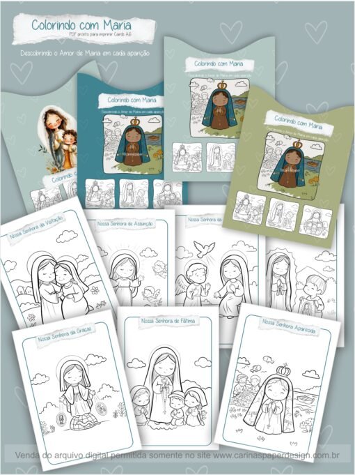 Kit Pronto para Imprimir: Cards Colorindo com Maria