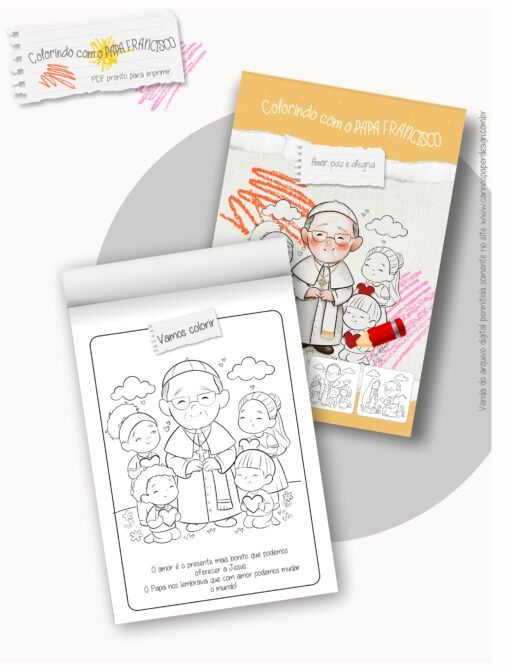Arte pronta para imprimir: Livrinho Colorindo com o Papa Francisco - Image 3