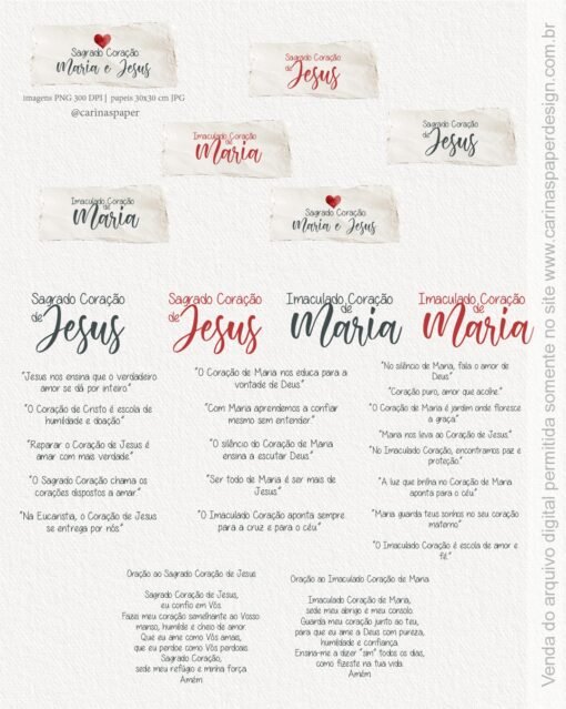 Kit Digital Ilustrações Sagrado Coração: Maria e Jesus - Imagem 5