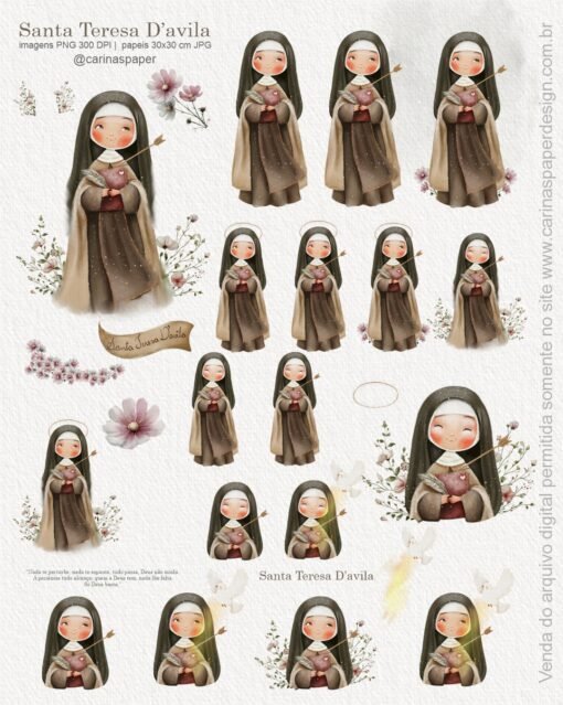 Mini kit Digital Ilustrações Santa Teresa Dávila + arte pronta encadernação - Imagem 5