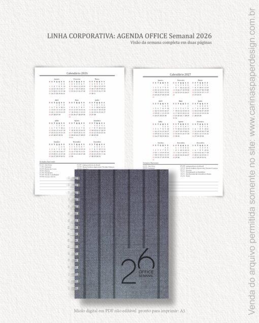 Arquivo Digital Miolo Agenda Office Semanal 2026 - Imagem 3