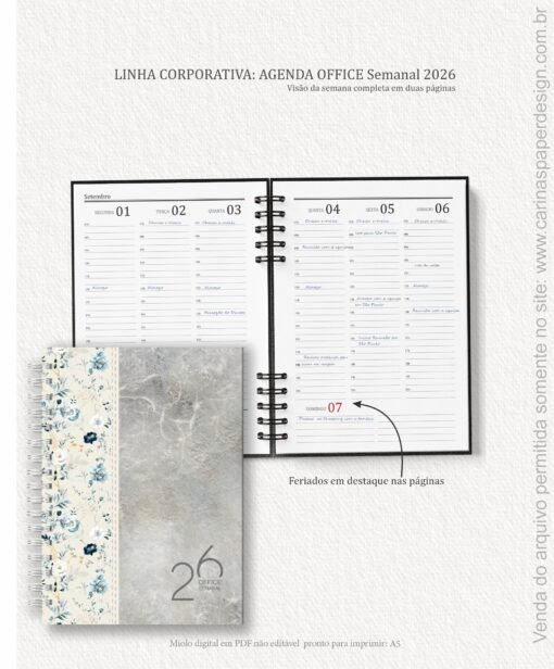 Arquivo Digital Miolo Agenda Office Semanal 2026 - Imagem 4
