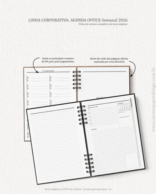 Arquivo Digital Miolo Agenda Office Semanal 2026 - Imagem 5