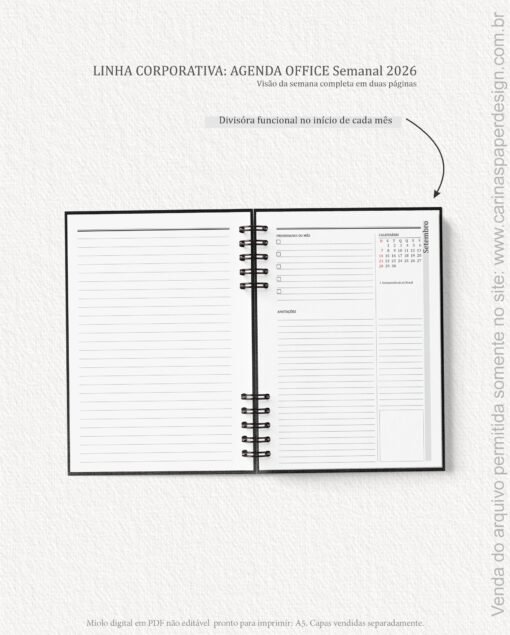 Arquivo Digital Miolo Agenda Office Semanal 2026 - Imagem 6