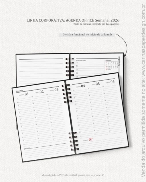 Arquivo Digital Miolo Agenda Office Semanal 2026 - Imagem 7