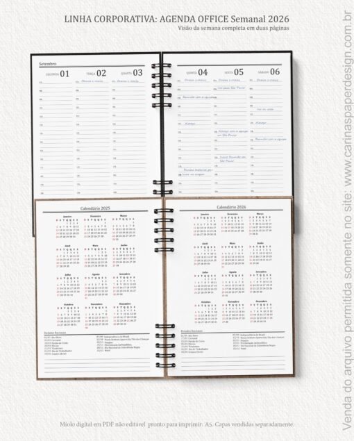 Arquivo Digital Miolo Agenda Office Semanal 2026 - Imagem 8
