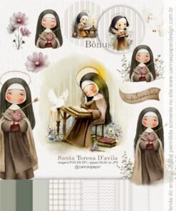Mini kit Digital Ilustrações Santa Teresa Dávila + arte pronta encadernação