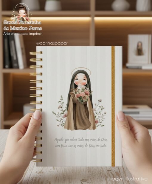 Arte pronta para imprimir Caderno A5 Santa Teresinha - Imagem 3