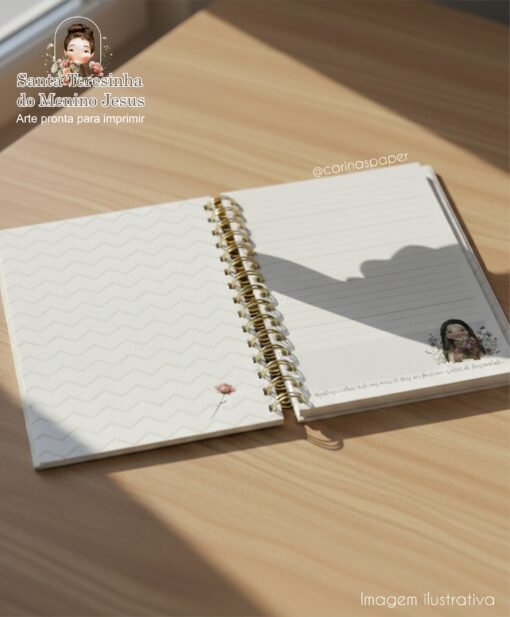Arte pronta para imprimir Caderno A5 Santa Teresinha - Imagem 5