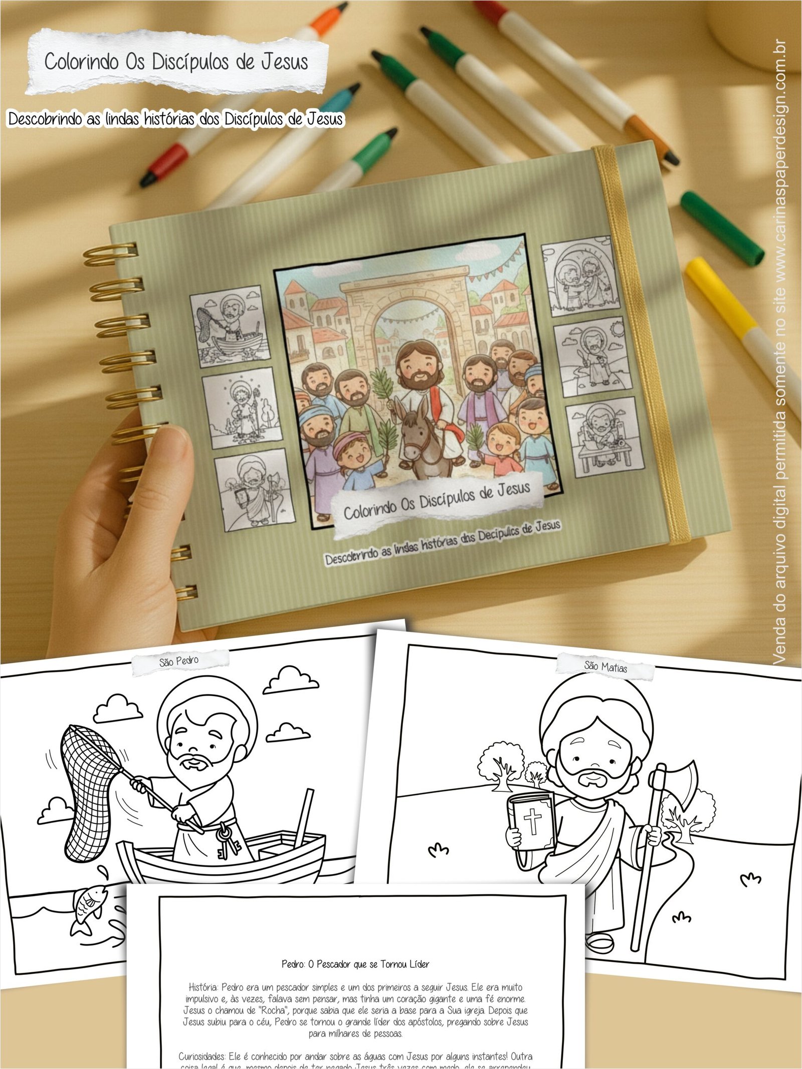 Arte pronta para imprimir Livro de Colorir: Colorindo os Discípulos de Jesus