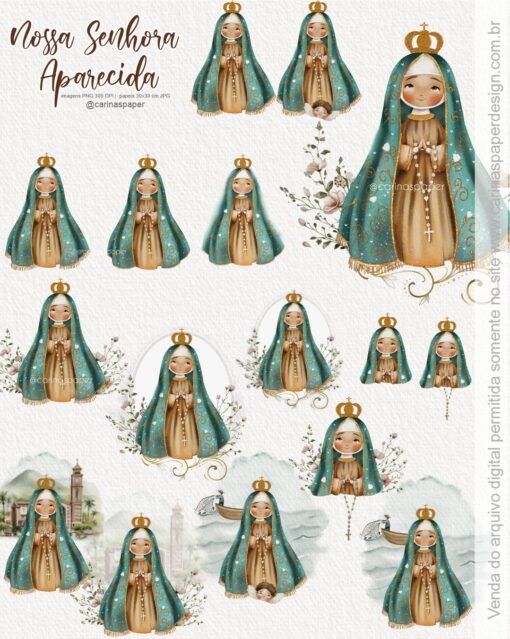 kit Digital Ilustrações Nossa Senhora Aparecida 6 - Imagem 3
