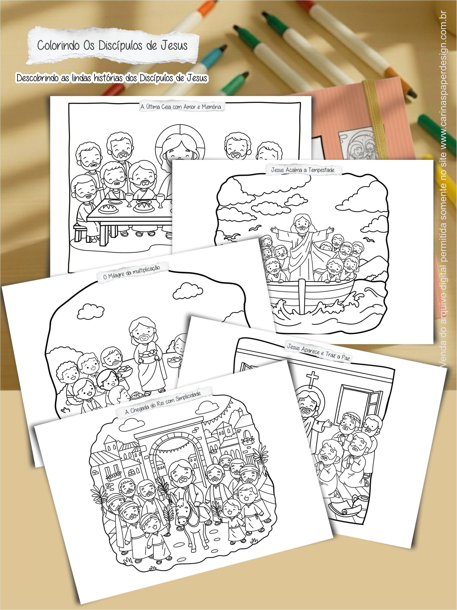 Arte pronta para imprimir Livro de Colorir: Colorindo os Discípulos de Jesus - Imagem 2