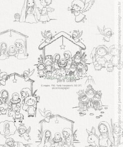 Kit Digital Ilustrações Colorir PNG Nasceu o Salvador