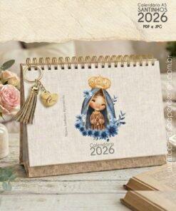 Alternative view of PDF Calendário de mesa Santinhos A5 horizontal 2026 + 12 Capas