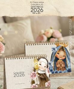 PDF Kit extra com 12 Capas para calendário de mesa A5 2026 santinhos