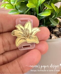 Passante Lírio de São José 3D para elástico chato 7mm- Pacote com 5 unidades