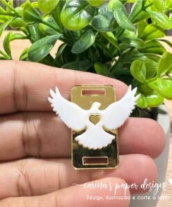 Passante Espírito Santo 3D para elástico chato 7mm - Pacote com 5 unidades