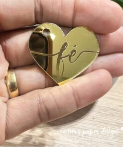 PINGENTE Coração Fé para Chaveiro e Papelaria Criativa - Pacote com 10 Unidades