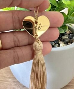 PINGENTE Coração Fé 2 furos para Tassel e Papelaria Criativa - Pacote com 10 Unidades