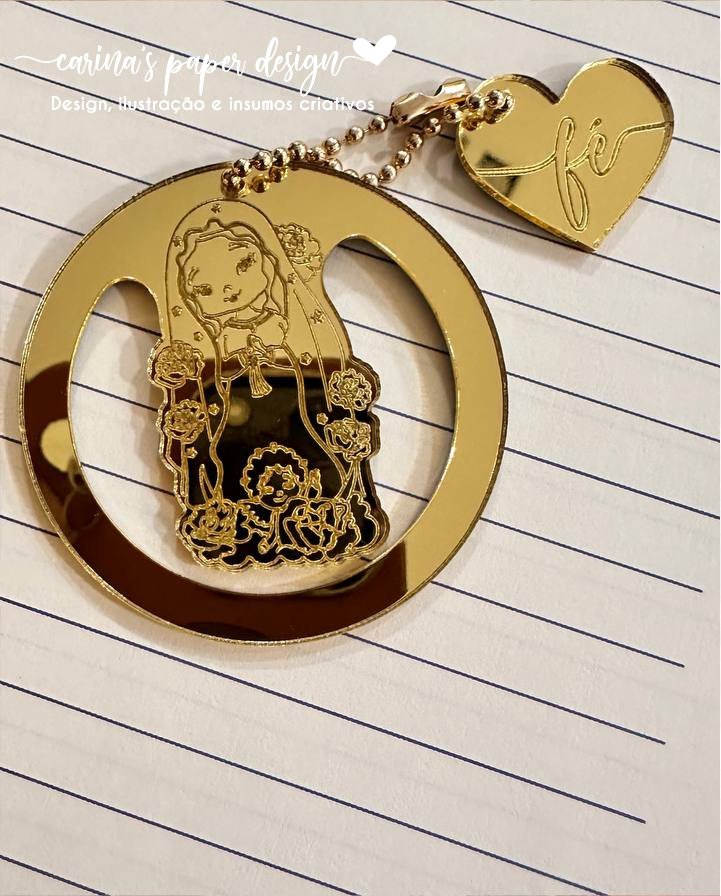 Coleção Marcador clip de acrílico Santinhos 5 cm + Tag coração FÉ (6 peças para 3 marcadores com tag) - Escolha o modelo - Imagem 18