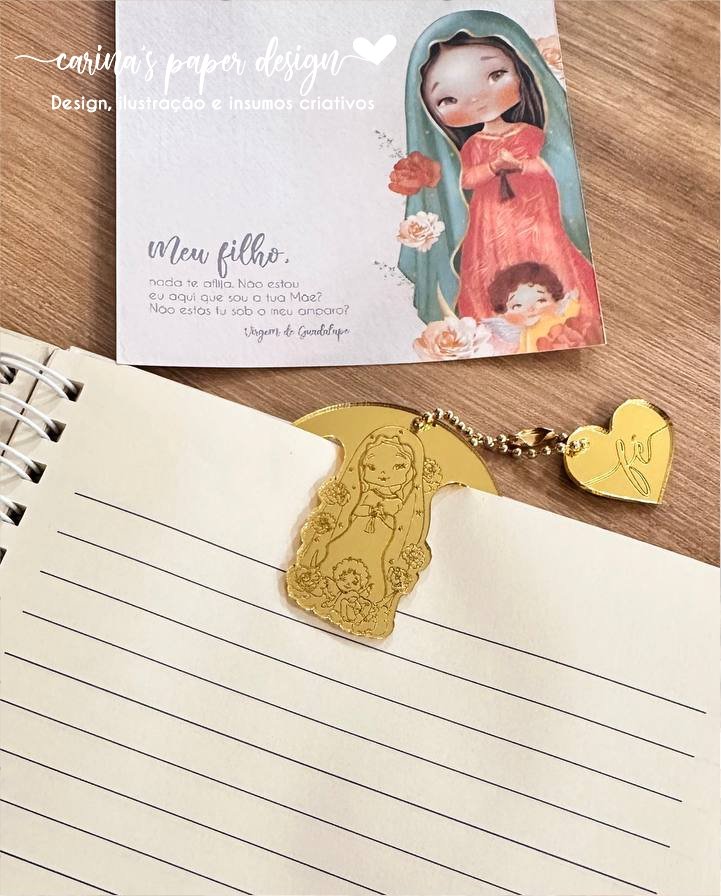 Coleção Marcador clip de acrílico Santinhos 5 cm + Tag coração FÉ (6 peças para 3 marcadores com tag) - Escolha o modelo - Imagem 33