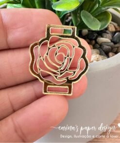 Passante Rosa de Santa Teresinha/Rita para elástico chato 7mm - Pacote com 5 unidades