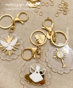 Kit Bases de acrílico para chaveiro Sacramentos 5 cm - 3 modelos exclusivos (escolha o modelo)