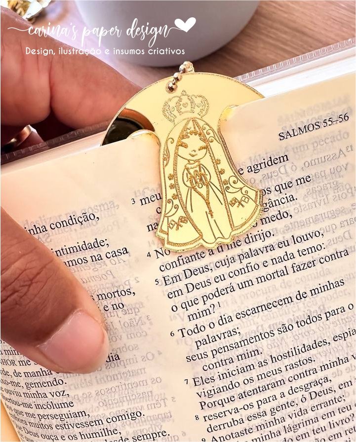 Coleção Marcador clip de acrílico Santinhos 5 cm + Tag coração FÉ (6 peças para 3 marcadores com tag) - Escolha o modelo - Imagem 35