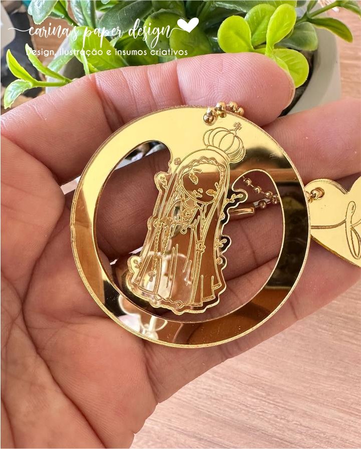 Coleção Marcador clip de acrílico Santinhos 5 cm + Tag coração FÉ (6 peças para 3 marcadores com tag) - Escolha o modelo - Imagem 14