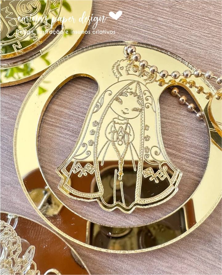 Coleção Marcador clip de acrílico Santinhos 5 cm + Tag coração FÉ (6 peças para 3 marcadores com tag) - Escolha o modelo - Imagem 12