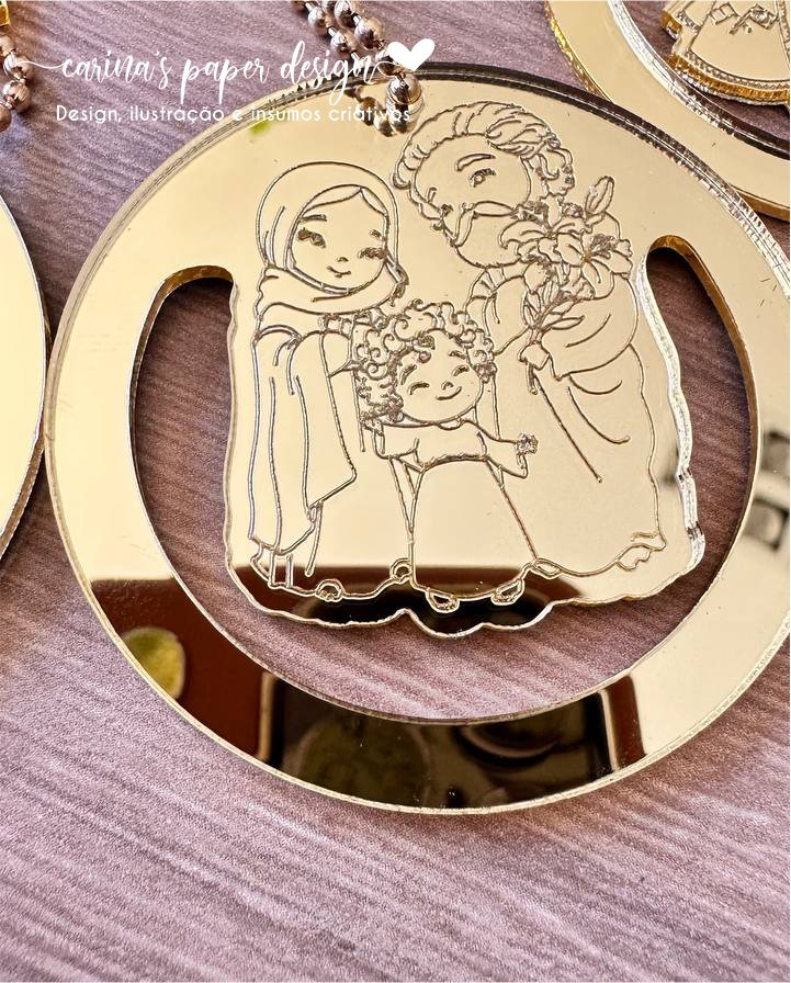 Coleção Marcador clip de acrílico Santinhos 5 cm + Tag coração FÉ (6 peças para 3 marcadores com tag) - Escolha o modelo - Imagem 11