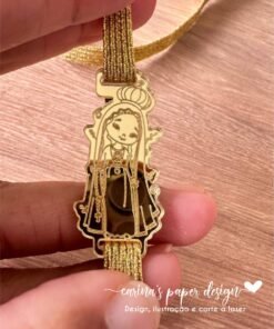 Passante Nossa Senhora de Fátima para elástico chato 7mm - Pacote com 5 unidades