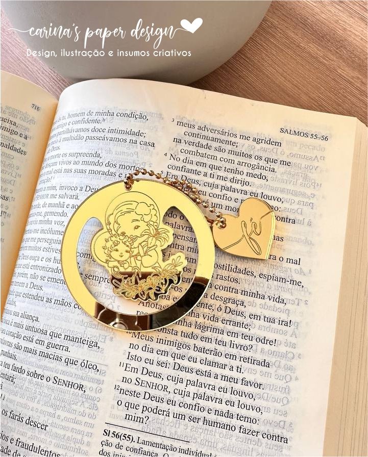 Coleção Marcador clip de acrílico Santinhos 5 cm + Tag coração FÉ (6 peças para 3 marcadores com tag) - Escolha o modelo - Imagem 26