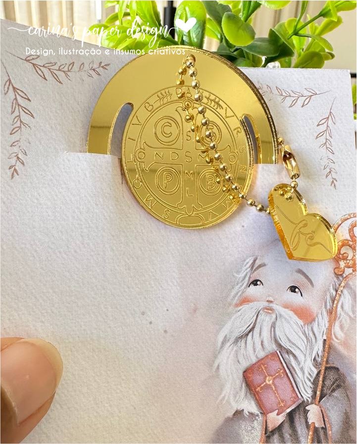 Coleção Marcador clip de acrílico Santinhos 5 cm + Tag coração FÉ (6 peças para 3 marcadores com tag) - Escolha o modelo - Imagem 34