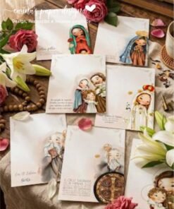 Alternative view of Coleção Marcador clip de acrílico Santinhos 5 cm + Tag coração FÉ (6 peças para 3 marcadores com tag) - Escolha o modelo