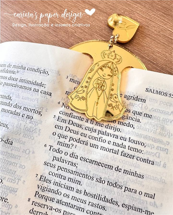 Coleção Marcador clip de acrílico Santinhos 5 cm + Tag coração FÉ (6 peças para 3 marcadores com tag) - Escolha o modelo - Imagem 27