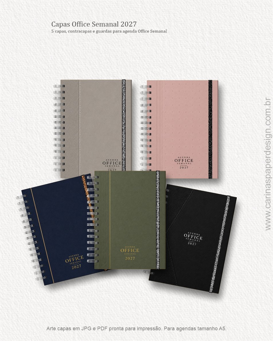 Kit 5 capas A5 para Agenda Office Semanal 2027