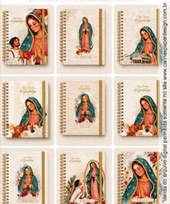 Arquivo Digital COMBO CAPAS A5 Guadalupe 2 Agendas e Cadernos Santos + cartela adesivo